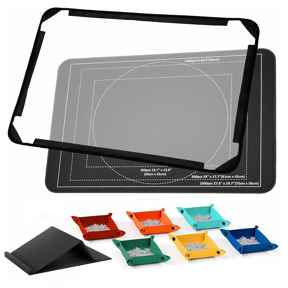 Felt Puzzle Board Mat with Stand and 6 Color Trays