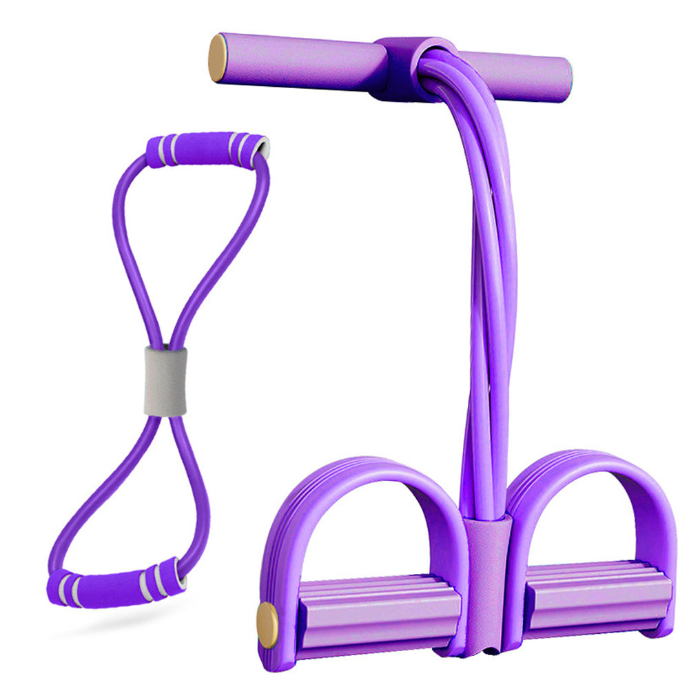 6 Tube Pedal Ankle Puller Fitness Exercise Rope with 8 Shape Resistance Band-Purple