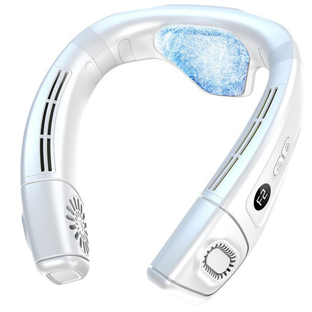 Wearable Neck Fan with Semiconductor Cooling - White