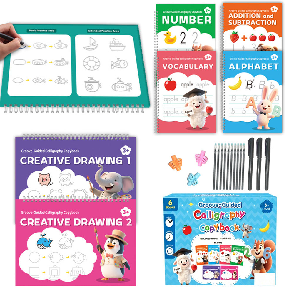 Special Grooved Handwriting Practice Books with 10 Refills