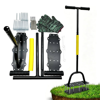 Lawn Aerator Tool Manual Dethatcher with 18 Steel Tines for Garden Yard Turf