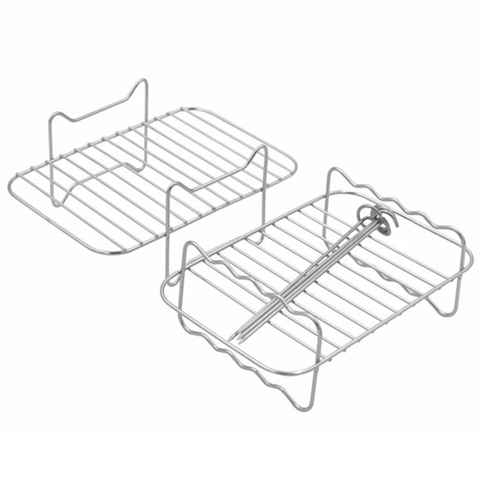 2PCS Square Air Fryer Rack Stackable Multi-Layer Stainless Steel Stand