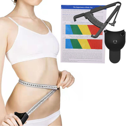 Skinfold Calipers and Body Fat Measuring Tape Tool Set for BMI and Fitness Tracking-Black