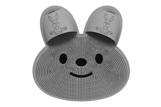Shower Foot Scrubber Mat Rabbit Shaped Silicone Foot Scrubber Pad -Grey and White