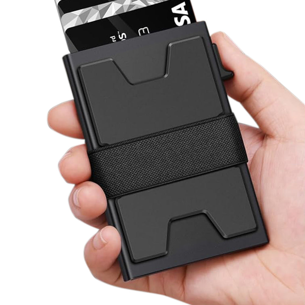RFID Blocking Card Holder for Men Minimalist Metal Pop Up Wallet