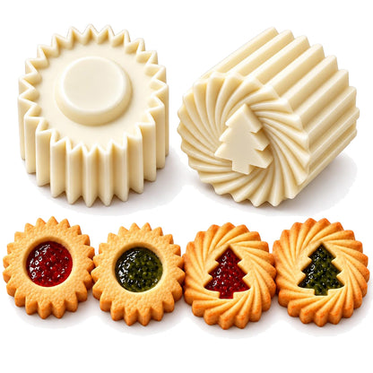 White Cake Double Head Pastry Mold Christmas Tree Cookie Press