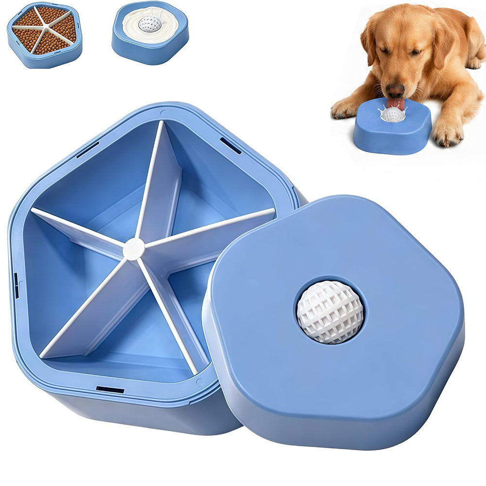 2 in 1 Removable Insert Slow Feeder Pet Bowl - Blue