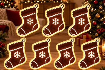 Christmas Glow Silhouette Light 3D LED Warm light Wall Decor - Christmas Stocking