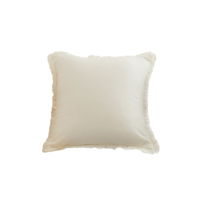 Boho Decorative Throw Pillow Cover with Tassel Trim Farmhouse Fringed Square Cushion Case for Sofa Couch Beige