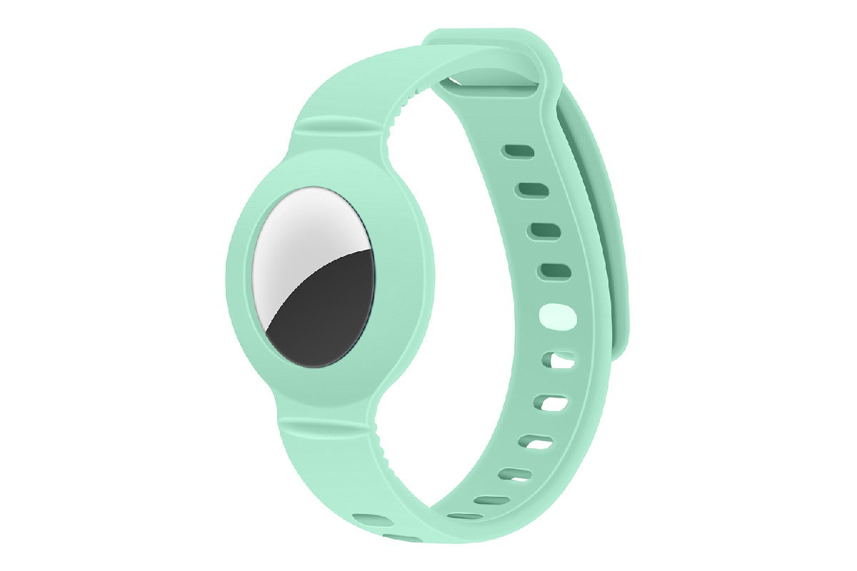 Silicone Watch Band AirTag Bracelet  Kids Silicone Watch Bands Anti-Scratch Films Wristband for Apple AirTag-Green