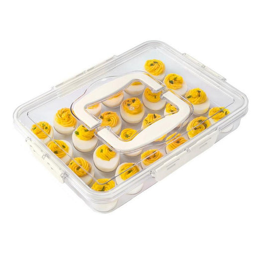 Deviled Egg Containers with Lid and Handle Stackable Egg Tray for Fridge