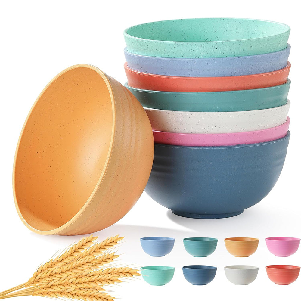 8-Piece Wheat Straw Cereal Bowls ââ‚?Durable, Microwave & Dishwasher Safe