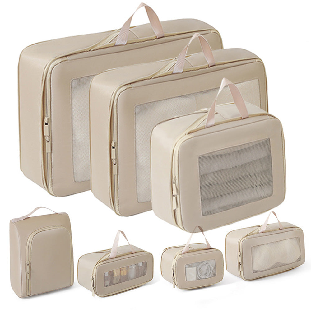7Pcs Compression Packing Cubes Set ¨C Travel Luggage Organizer Bags for Suitcases Khaki