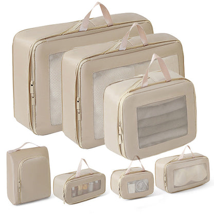 7Pcs Compression Packing Cubes Set ¨C Travel Luggage Organizer Bags for Suitcases Khaki