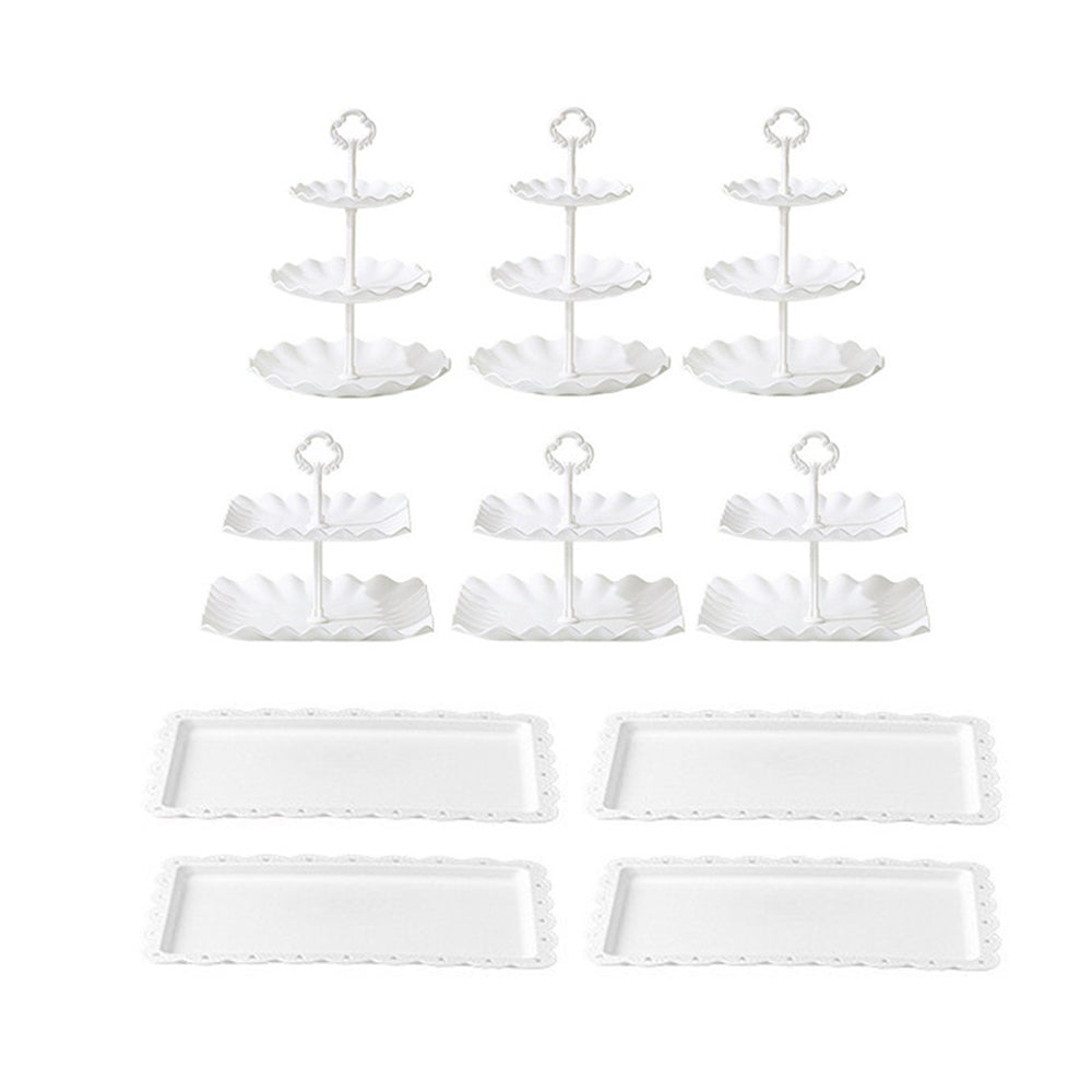 Cake Stand Set with 6 Tiered Cupcake Stands and 4 Square Trays