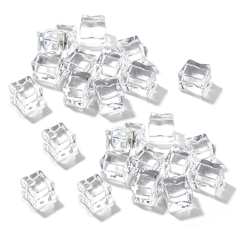 25 Pack Clear Simulated Ice Cubes for Drink Reusable Ice Cubes