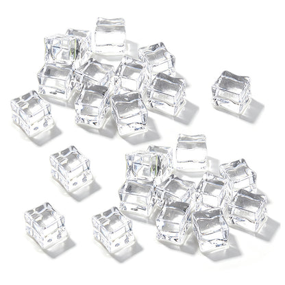 25 Pack Clear Simulated Ice Cubes for Drink Reusable Ice Cubes