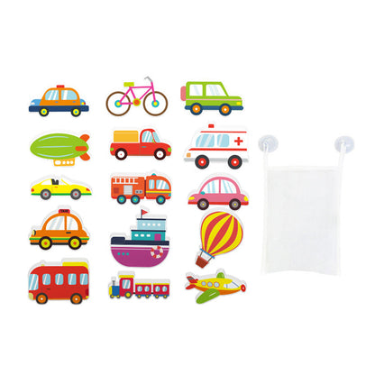 15Pcs Set DIY Cartoon Transportation Stickers Kid Bath Toys