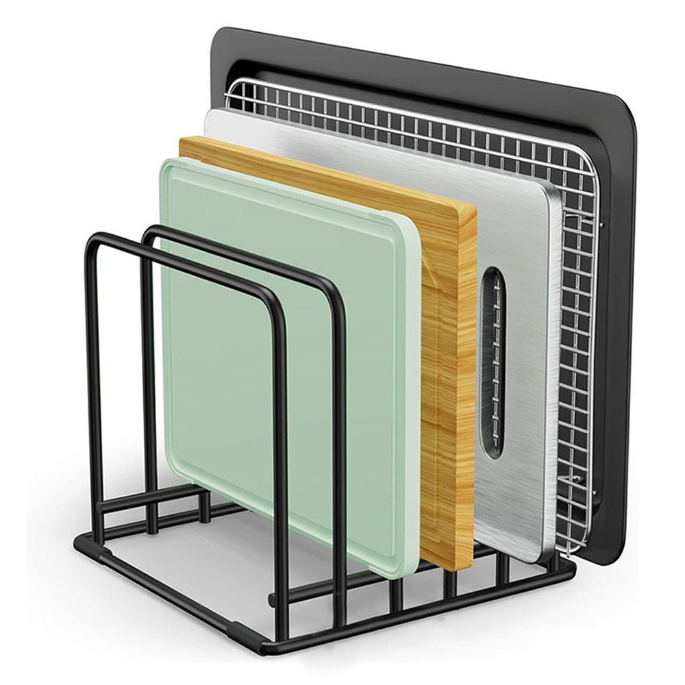 5-Slot Kitchen Organizer Rack Dish and Cutting Board Holder for Cabinet Countertop or Pantry