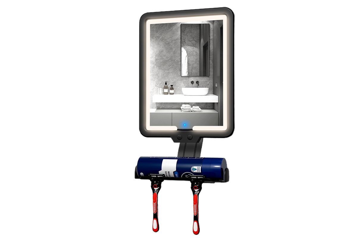 Lighted Shower Mirror Fogless for Shaving 3 Color Modes Dimming Shower Mirror-Black