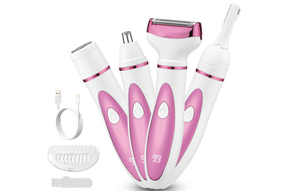4 in 1 Wet and Dry Electric Razor Flawless Facial Hair Remover for Nose Face Leg
