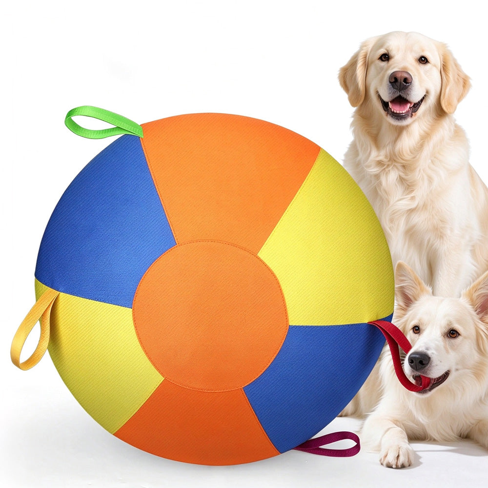 45cm Zippered Dog Ball Toy with Tug Handles Fetch Toy Interactive Dog Ball