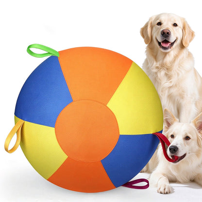 45cm Zippered Dog Ball Toy with Tug Handles Fetch Toy Interactive Dog Ball