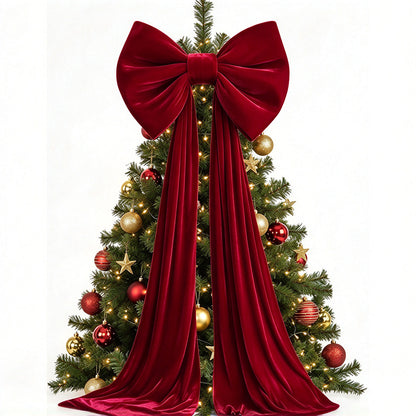 230cm Christmas Tree Topper Bow Large Decorative Bow with Long Streamers Red