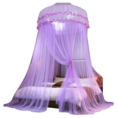 Lace Bed Canopy Drapes Dome Mosquito Net Hanging Bed Curtain Purple