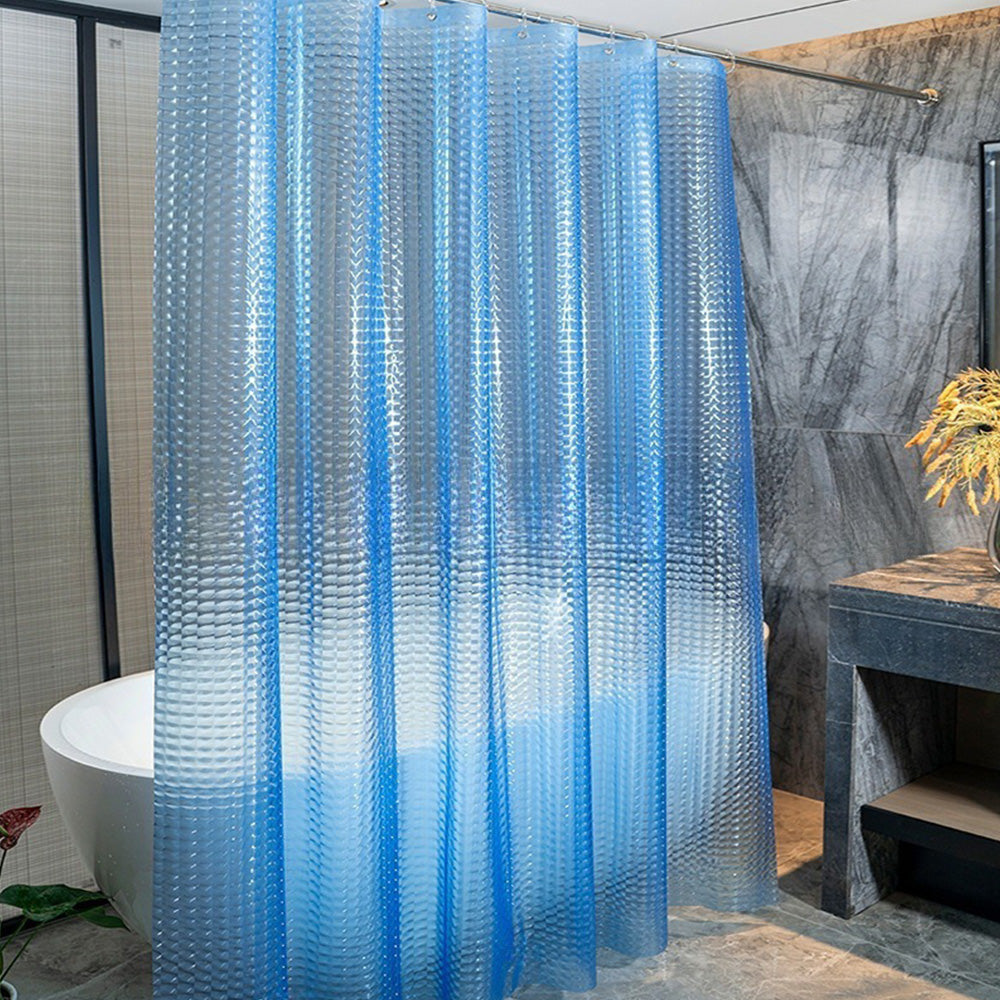 PEVA Thickened Shower Curtain Liner 180x180cm with Rustproof Grommets and Hooks-Blue