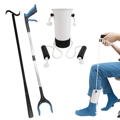 3Pcs Set Hip Replacement Recovery Tools-Sock Aid Long Handle Shoe Horn Telescoping Grabber Reacher Kit