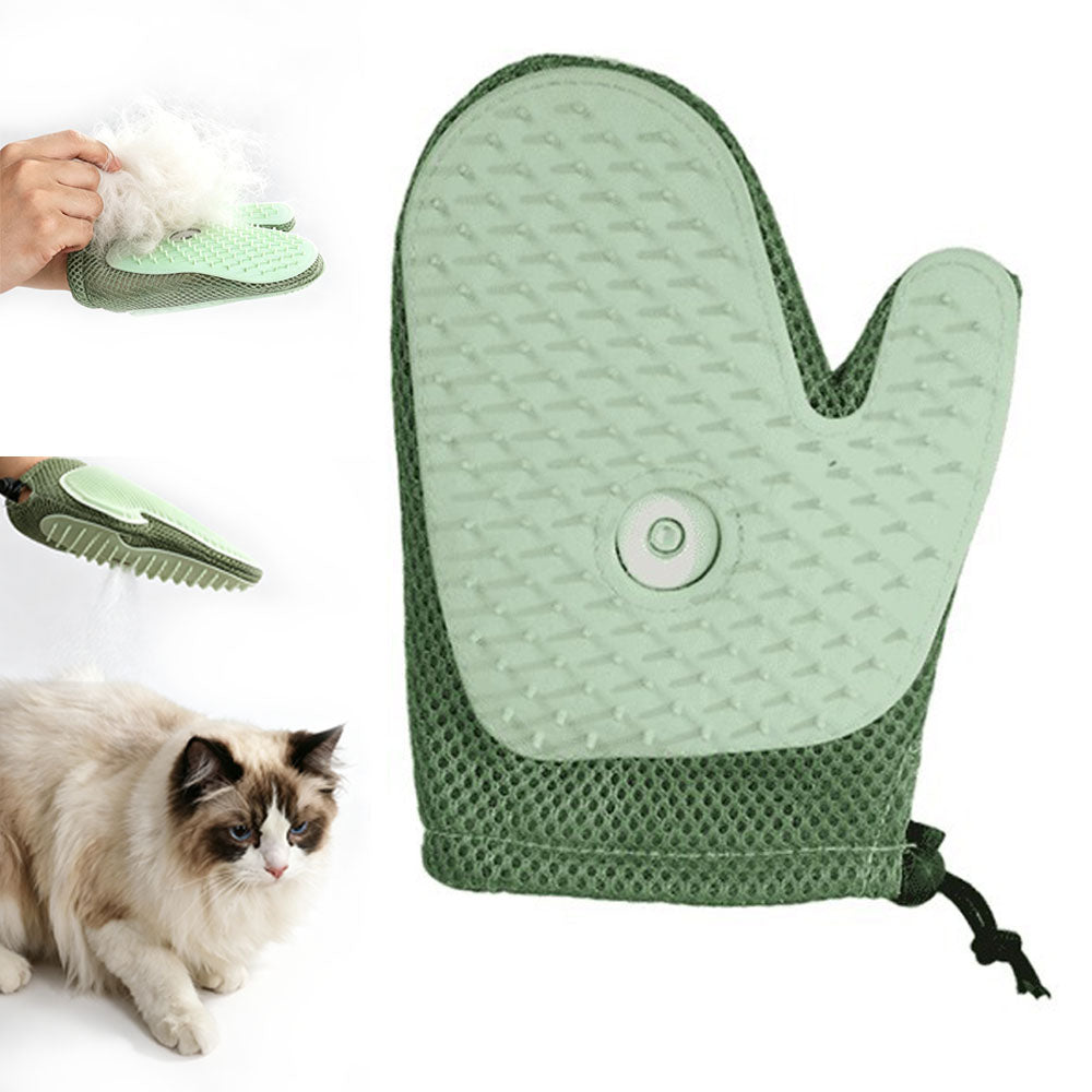 USB Spray Pet Grooming Glove for Cats Dogs - Light Green