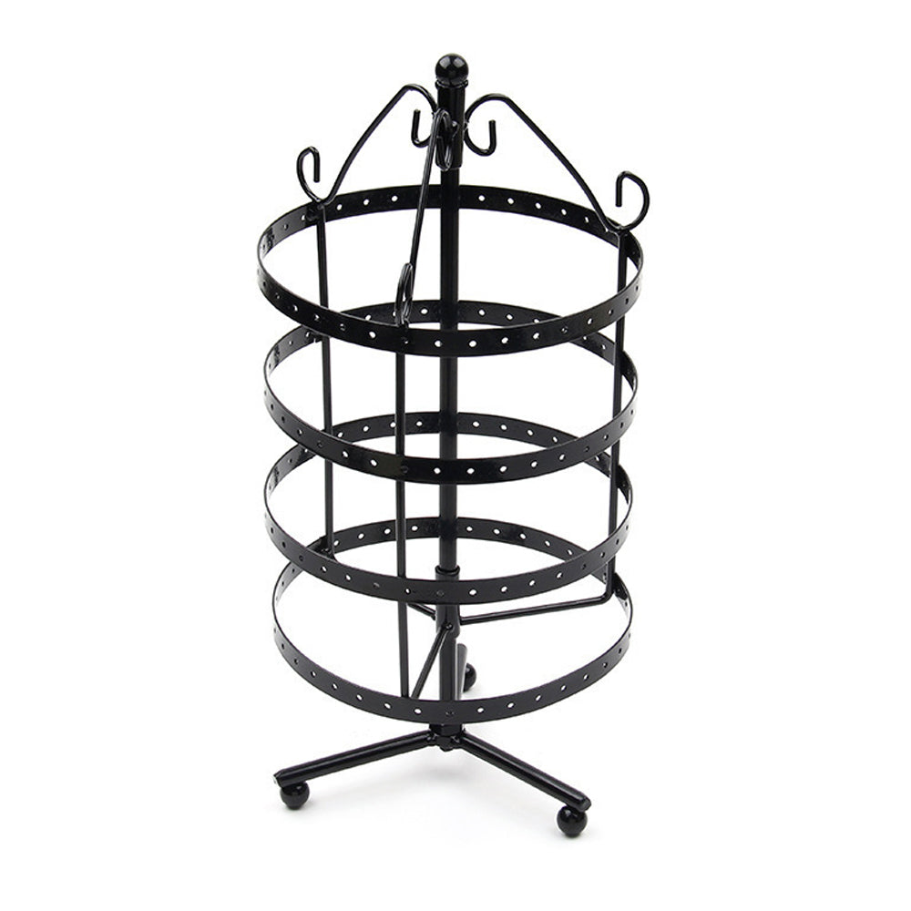 4-Tier Rotating Earring Spin Table 144 Holes Earring Organizer Display Stand Black