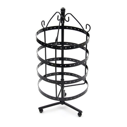 4-Tier Rotating Earring Spin Table 144 Holes Earring Organizer Display Stand Black