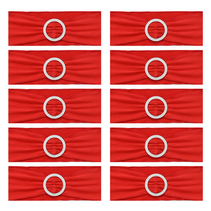30 Pieces Elastic Chair Sashes Bows with Buckle Spandex Chair Bands - Red