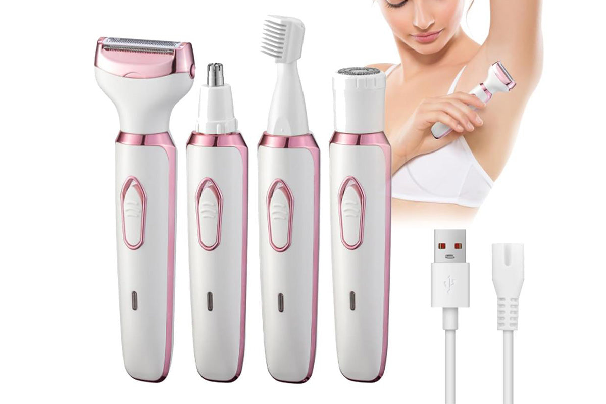 4 in 1 Rechargeable Womens Electric Razor Painless Shaver for Face Bikini and Body