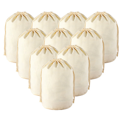 10 Pack Reusable Canvas Drawstring Storage and Gift Bags