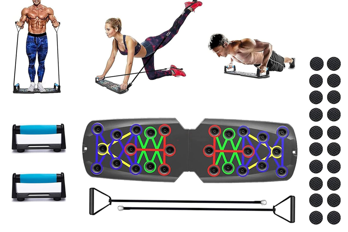 28 in 1 Foldable Push Up Board with Resistance Bands for Full Body Strength Training