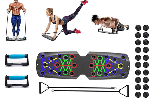 28 in 1 Foldable Push Up Board with Resistance Bands for Full Body Strength Training