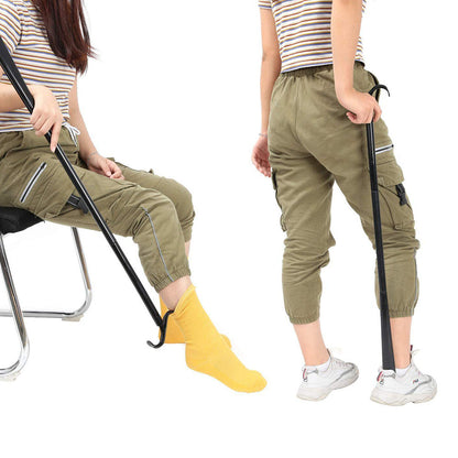 2-in-1 Shoe Horn & Dressing Aid Adjustable Shoe Horn for Easy Shoe Clothing Wear Black