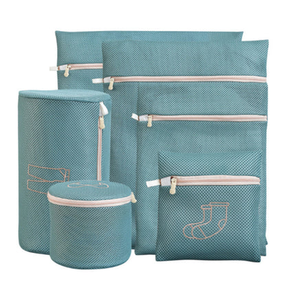 6Pcs Set Mesh Washing Bags Laundry Bags Clothes Wash Bags Green