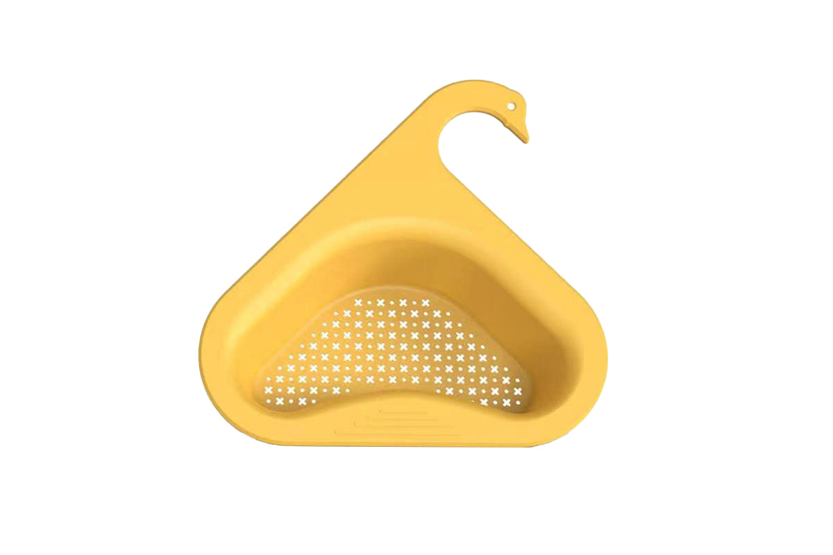 Multifunctional Drain Basket Kitchen Sink Strainer  Funnel for Food-Yellow