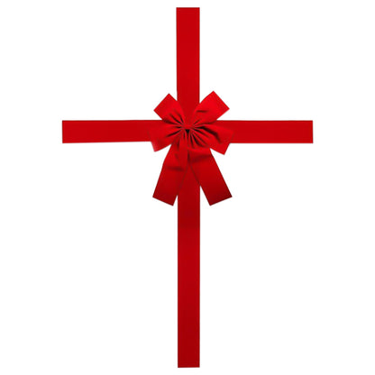 Red Velvet Style Christmas Door Bow with Polyester Straps