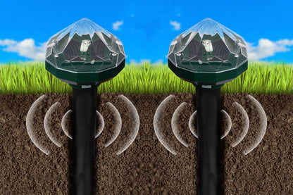 4Pcs Mole Repellent Solar Powered with Auto LED Lights for Mice Snakes Moles