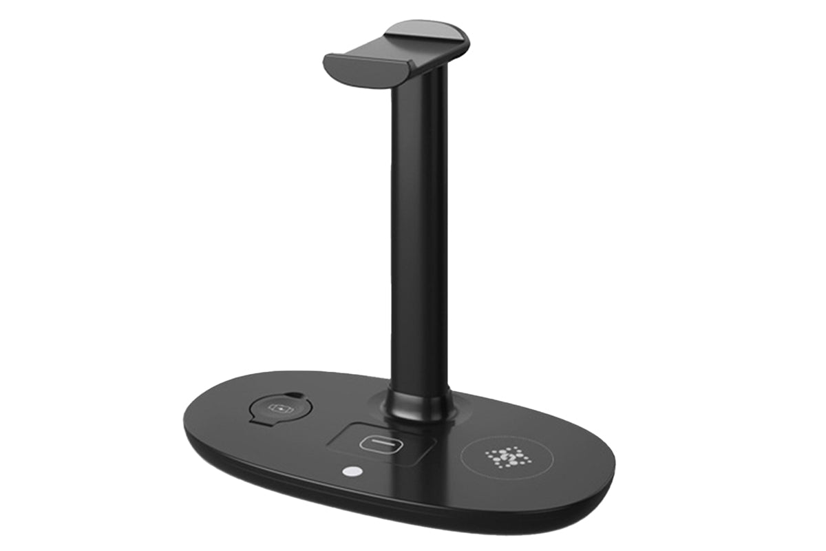 Wireless Charging Station 4-in-1 Qi Fast Charger Charging Dock Stand for iPhone Samsung Galaxy -Black