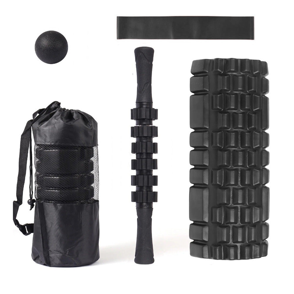 Fitness Foam Roller Set for Deep Tissue Muscle Massage Exercise Massage Rollers Black