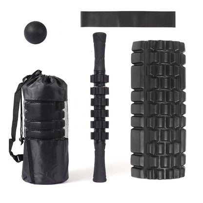 Fitness Foam Roller Set for Deep Tissue Muscle Massage Exercise Massage Rollers Black