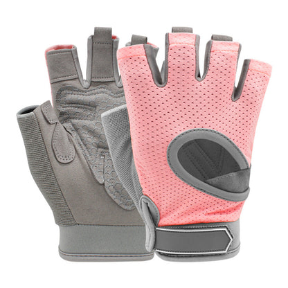 Durable Half-Finger Fitness Gloves for Gym Workouts Men & Women Pink