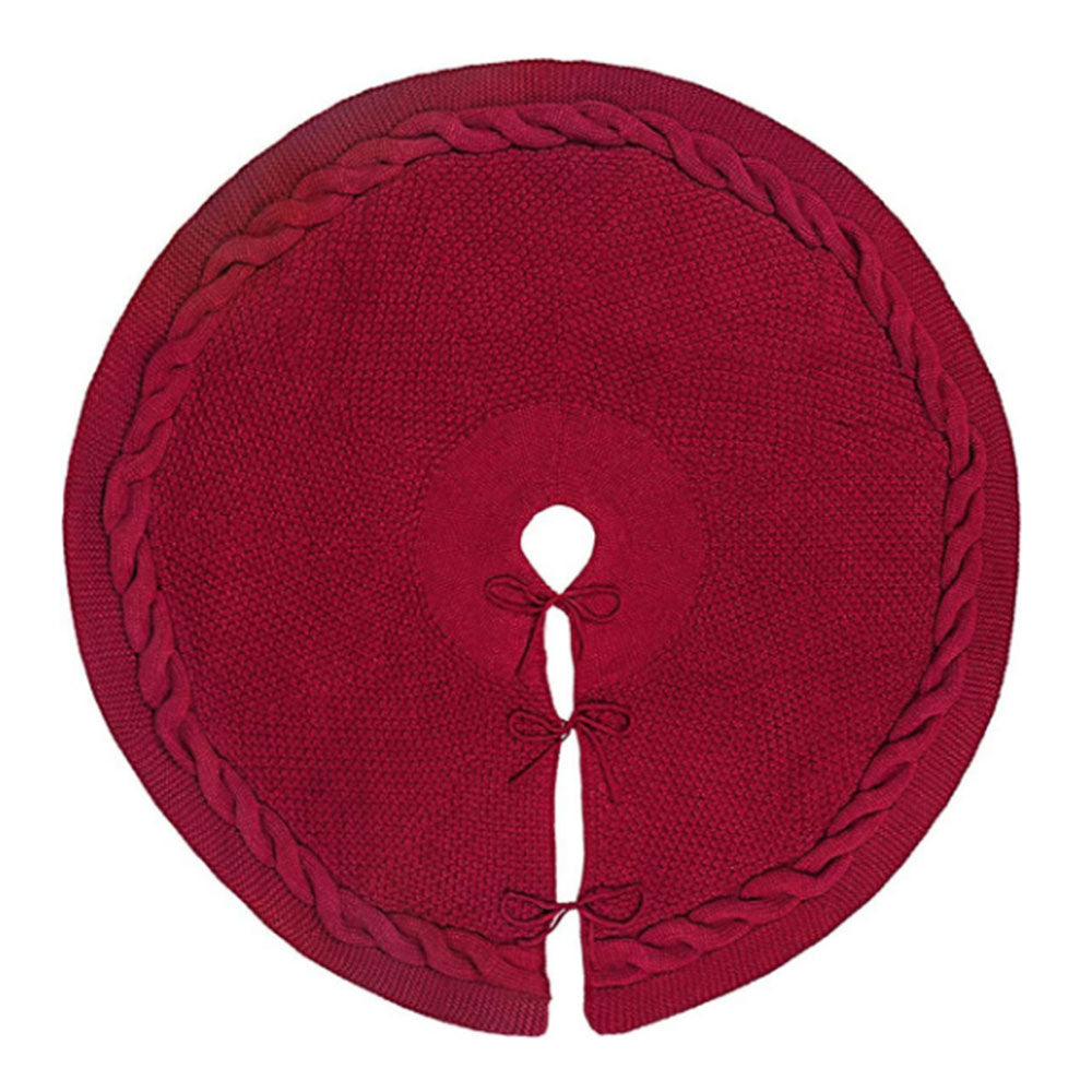 Knitted Christmas Tree Skirt Wine Red Xmas Tree Skirt Knitting Christmas Tree Decorations