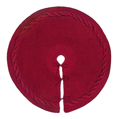 Knitted Christmas Tree Skirt Wine Red Xmas Tree Skirt Knitting Christmas Tree Decorations